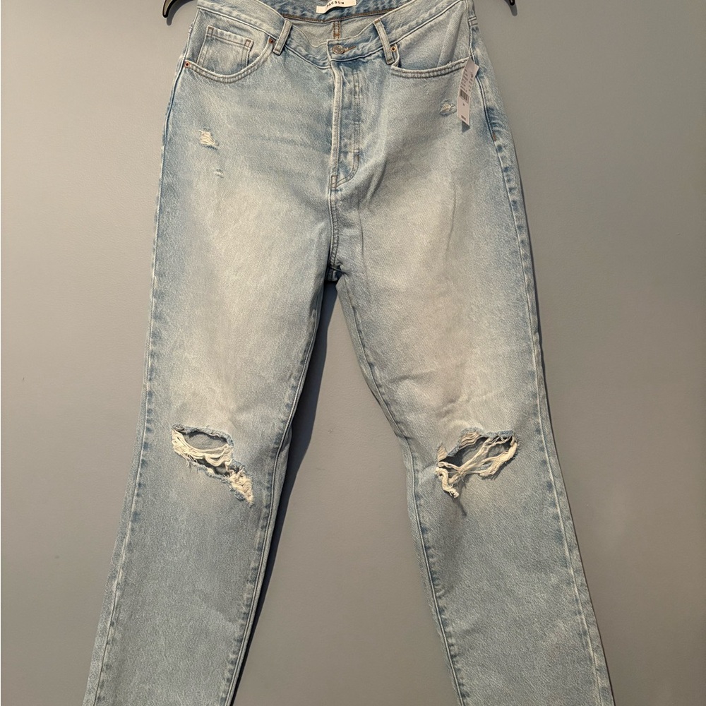 PacSun Light Blue Ripped Straight Leg Jeans